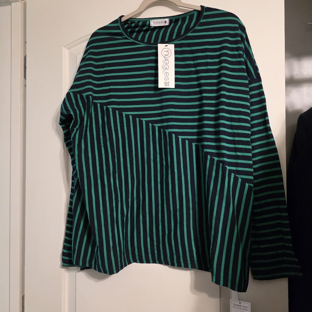 Green Striped Women's Top Nuggles Top